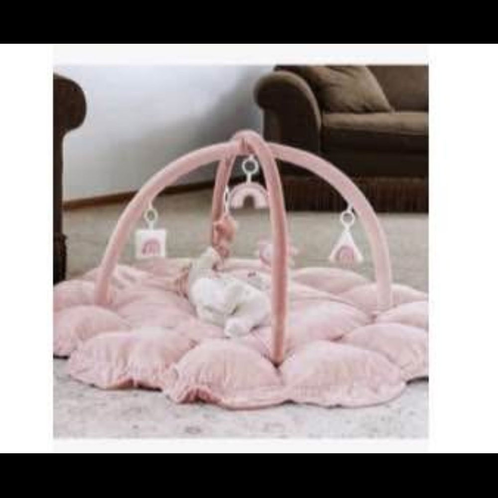 Pink Baby Play Mat with Hanging Toys